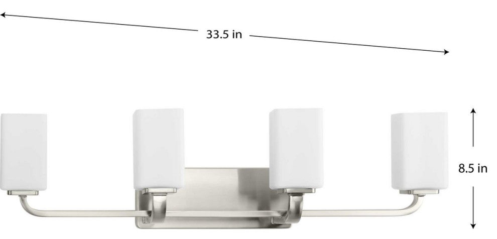 Cowan Collection 33-1/2" 4-Light Brushed Nickel Etched Glass Bath Vanity Light