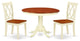 Hlcl3-Bmk-W 3Pc Round 42"Table And 2 Double X Back Chairs