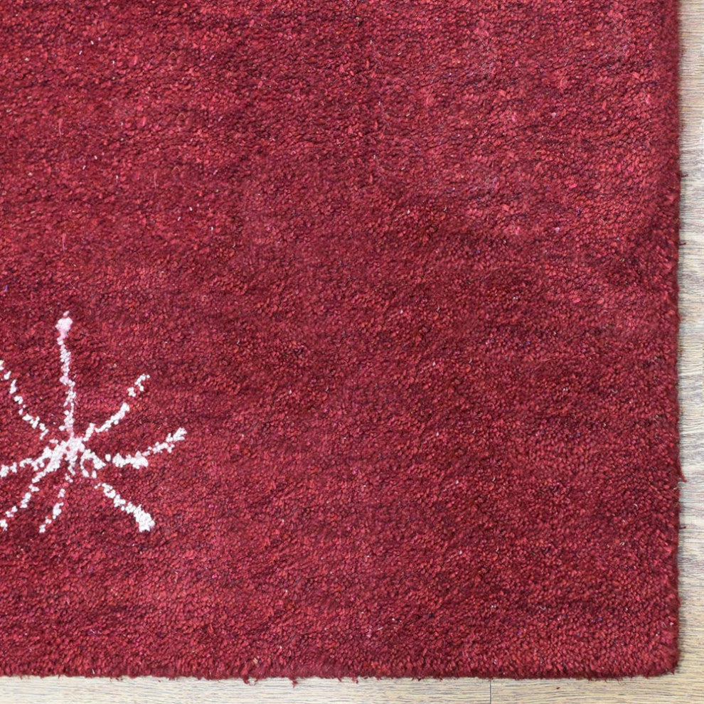 HAND KNOTTED LOOM SILK ECO-FRIENDLY RUGS-9'x12',Rectangle,Red White,Contemporary