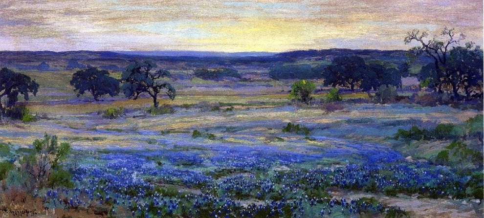Julian Onderdonk Bluebonnets at Dusk, 15"x30" Wall Decal Print