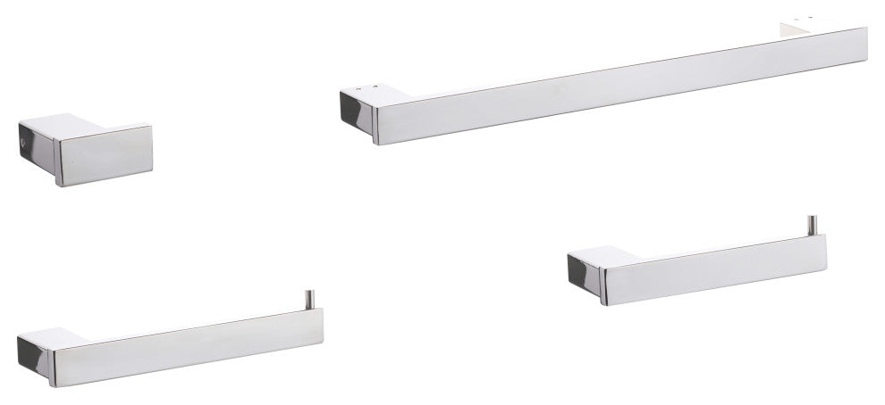 BOANN Sweden Series 4 Piece Stainless Steel Bathroom Set, Chrome
