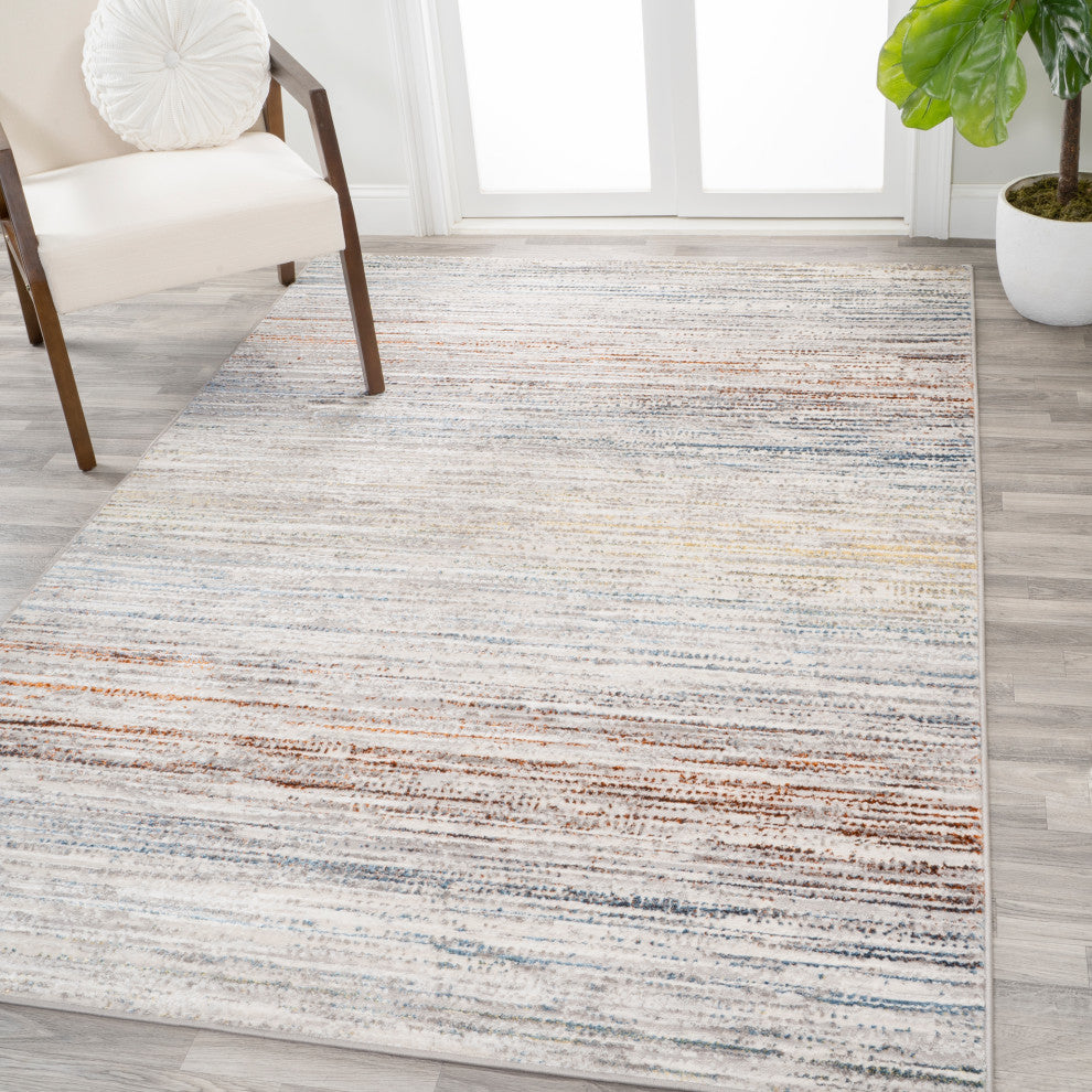 Loom Modern Strie' Gray/Blue/Orange 3 ft. x 5 ft. Area Rug