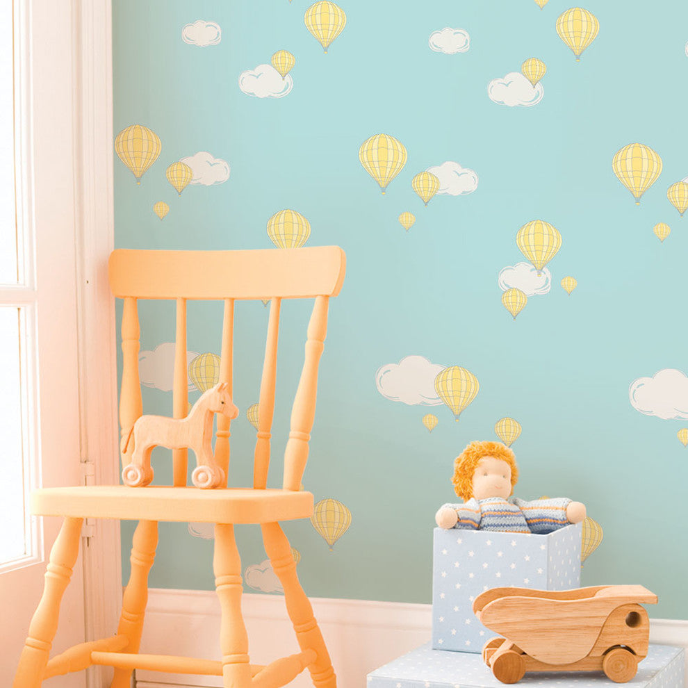Hot Air Balloon Peel and Stick Vinyl Wallpaper, Mint, 24"w X 108"h