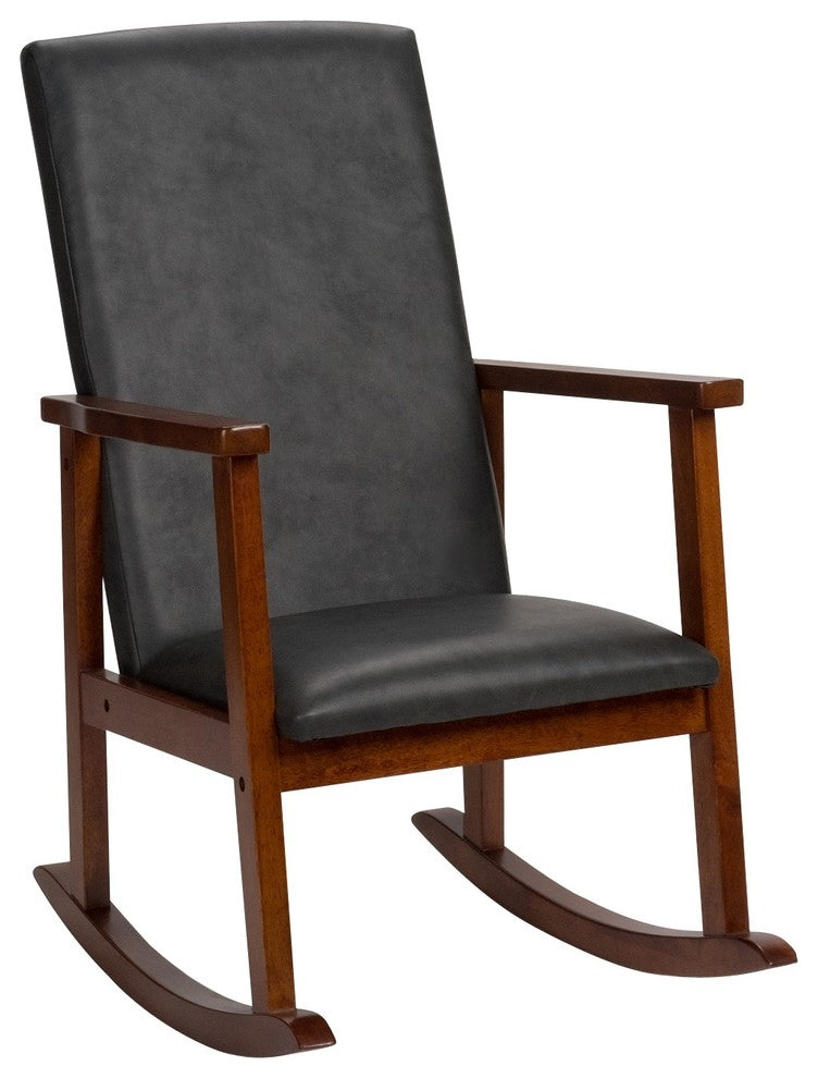 Children's Deluxe Rocking Chair w/ Fully Upholstered Grey Seat and Backrest