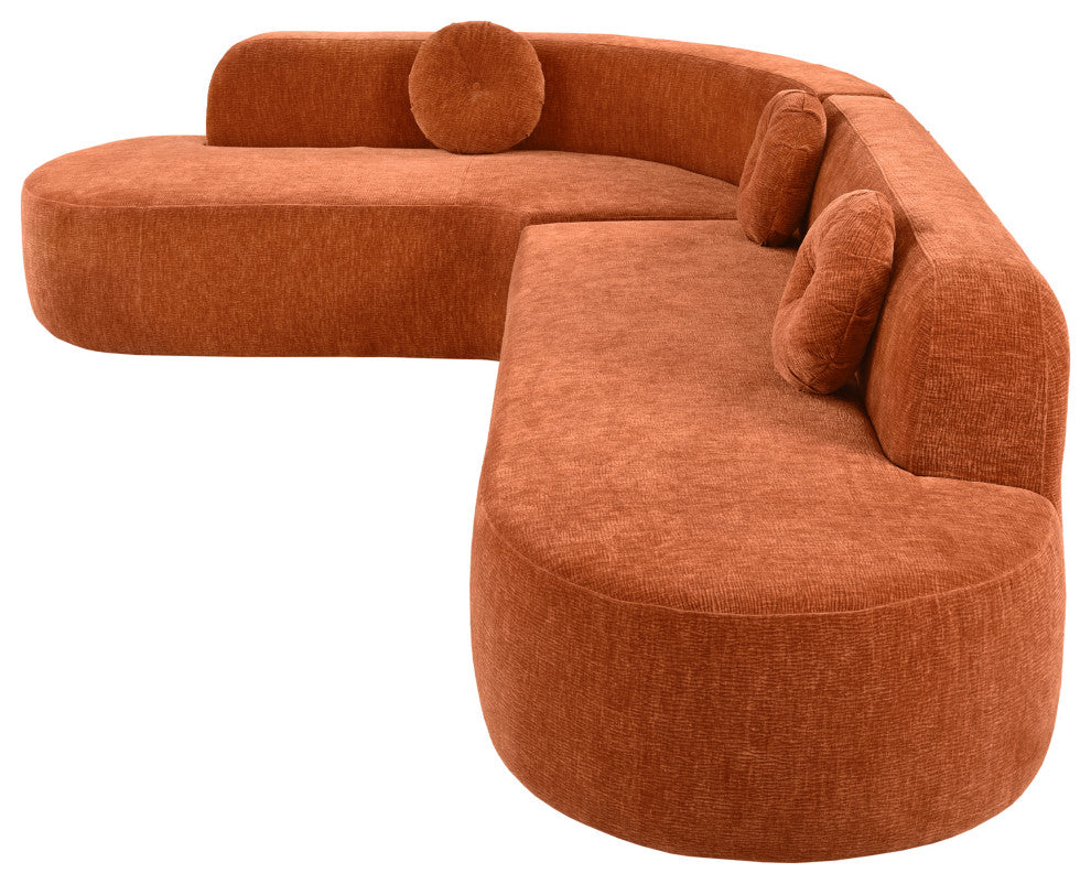 GDF Studio 122" Extra Large Curved Fabric Sectional Sofa, Orange