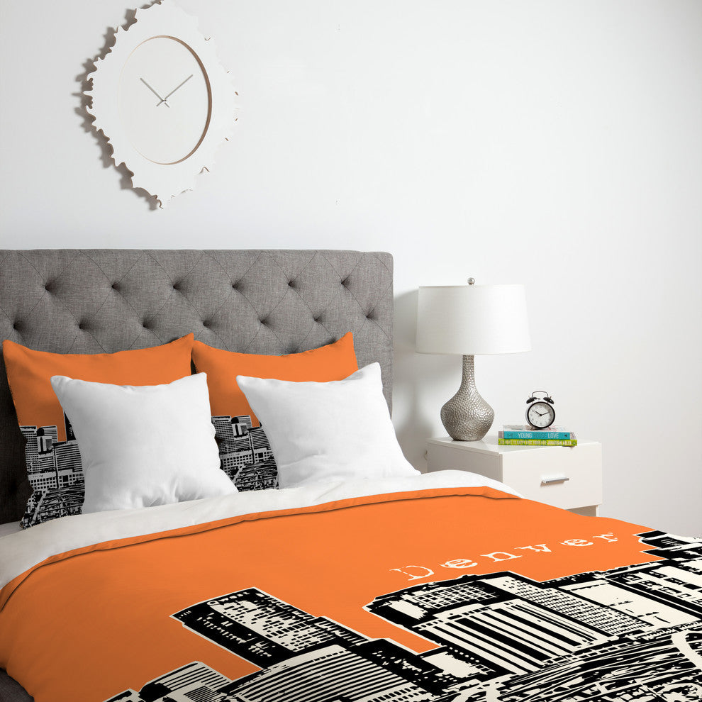 Deny Designs Bird Ave Denver Orange Duvet Cover - Lightweight