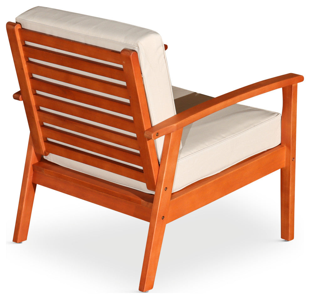 DTY Outdoor Living Longs Peak Eucalyptus Chair W/ Cushions, Natural Oil, Burgund