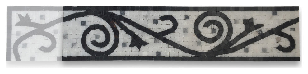 Marble Mosaic Border Listello Tile Garden Nero 4.7x20.5 Polished, 1 piece