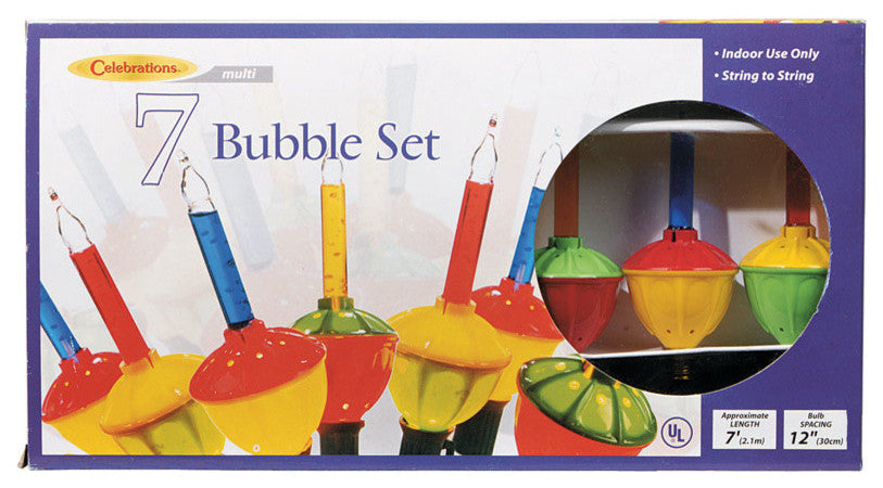 Celebrations G11GR2A1 Multi-color Bubble Lights, 7', 7 Lights