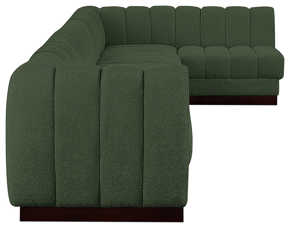 Quinn Chenille Upholstered 7-Piece L-Shaped Modular Sectional, Green