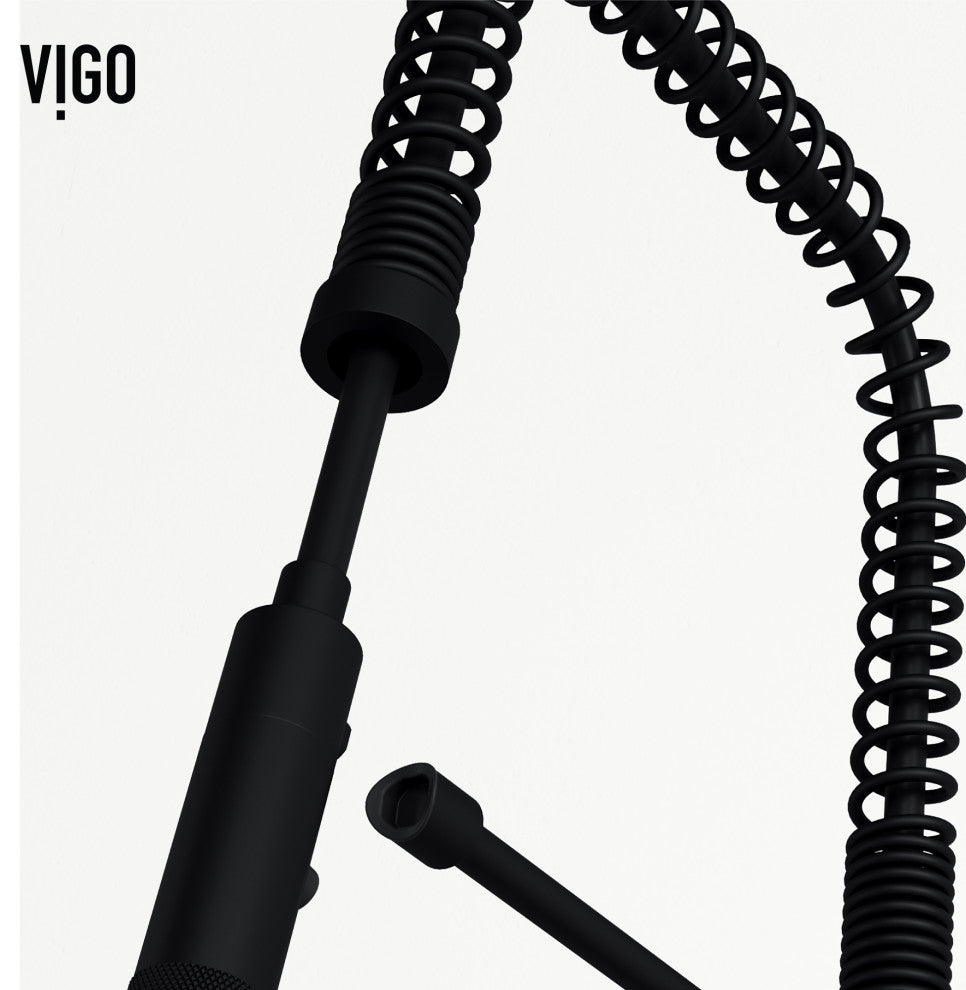 VIGO Sterling 23" H Single Handle Pull-Down Sprayer Kitchen Faucet, Matte Black, Without Extras