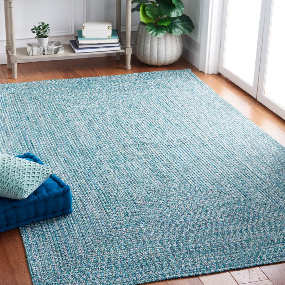 Safavieh Braided BRA201 Rug Machine-Washable, Teal/Green, 6'x9'