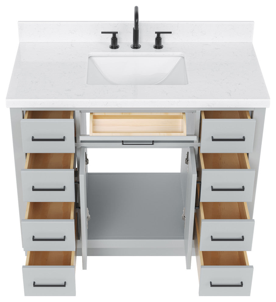 Ariel Hepburn 42" Single Rectangle Sink Vanity, Carrara Quartz