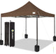 JEAREY Pop Up Canopy Tent, Outdoor Canopy, 4 Sand Bags, Brown, 12x12ft