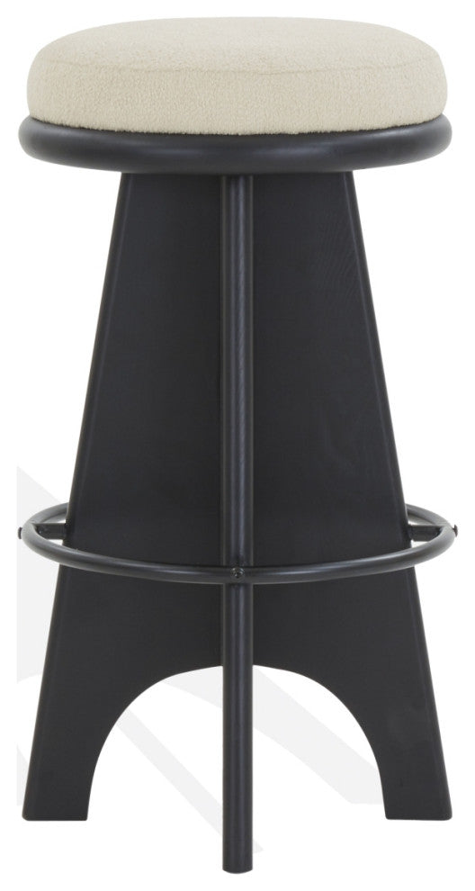 Safavieh Couture Bellarita Round Swivel Barstool, Ivory/Black