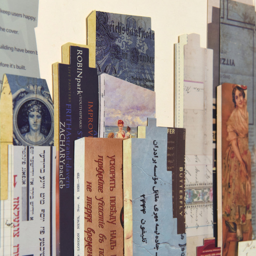 New York City B Skyline Dimensional Collage Framed Wall Art Under Glass Art