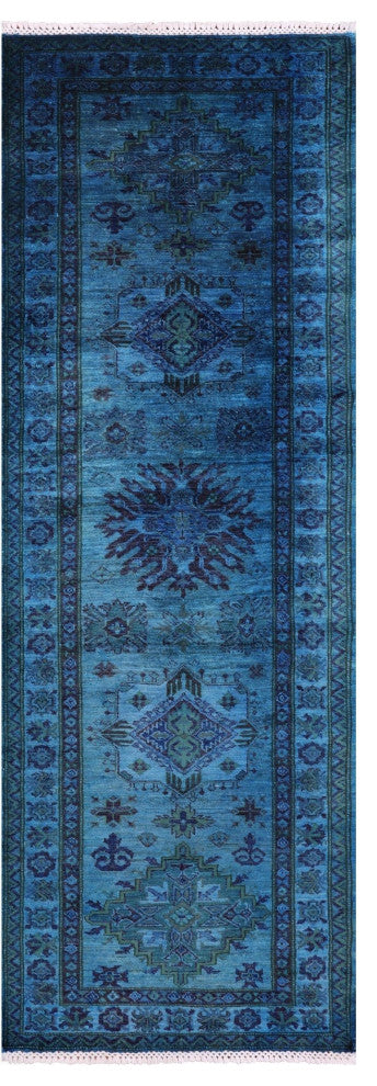 2' 8" X 7' 10" Runner Full Pile Overdyed Kazak Handmade Rug - Q12743