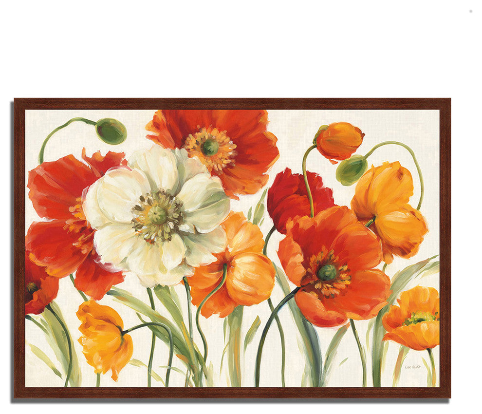"Poppies Melody I" By Lisa Audit, Framed Painting Print, Ready To Hang