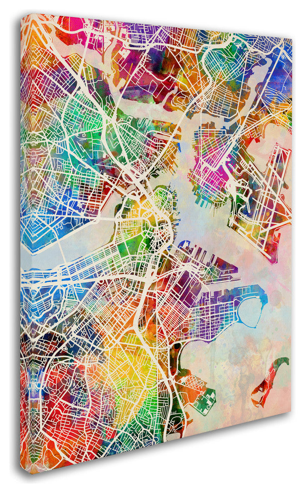 Michael Tompsett 'Boston MA Street Map' Canvas Art, 47"x35"