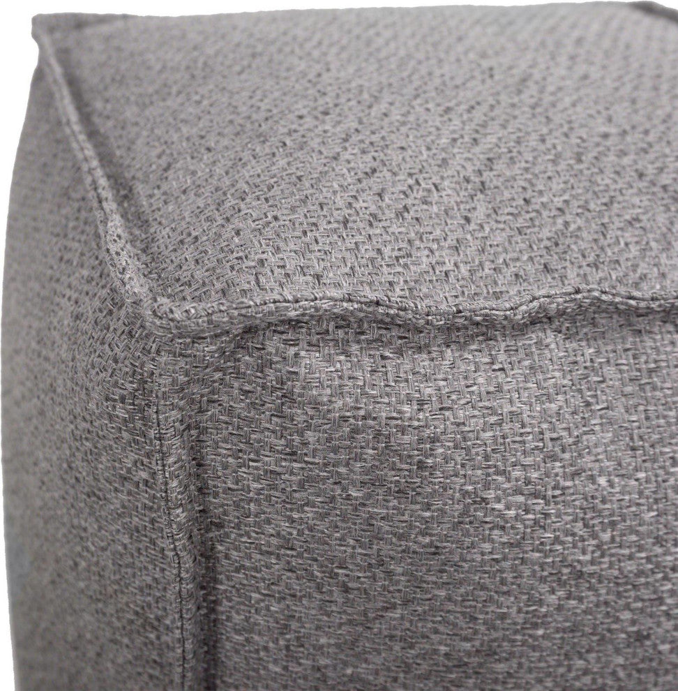 Stylish Panama Pouf, Gray Stone Fabric