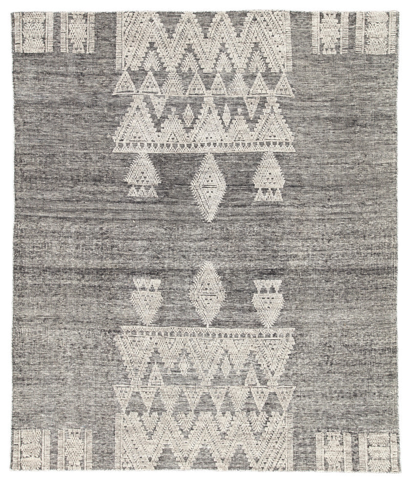 Jaipur Living Torsby Hand-Knotted Geometric Black/ Ivory Area Rug, 8'x10'