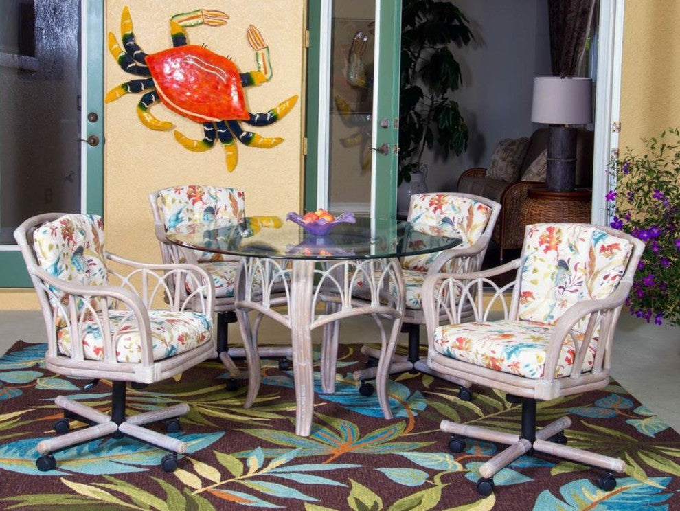 Cuba Table Base In Sienna With 48" Round Tempered Bevel Edge Glass