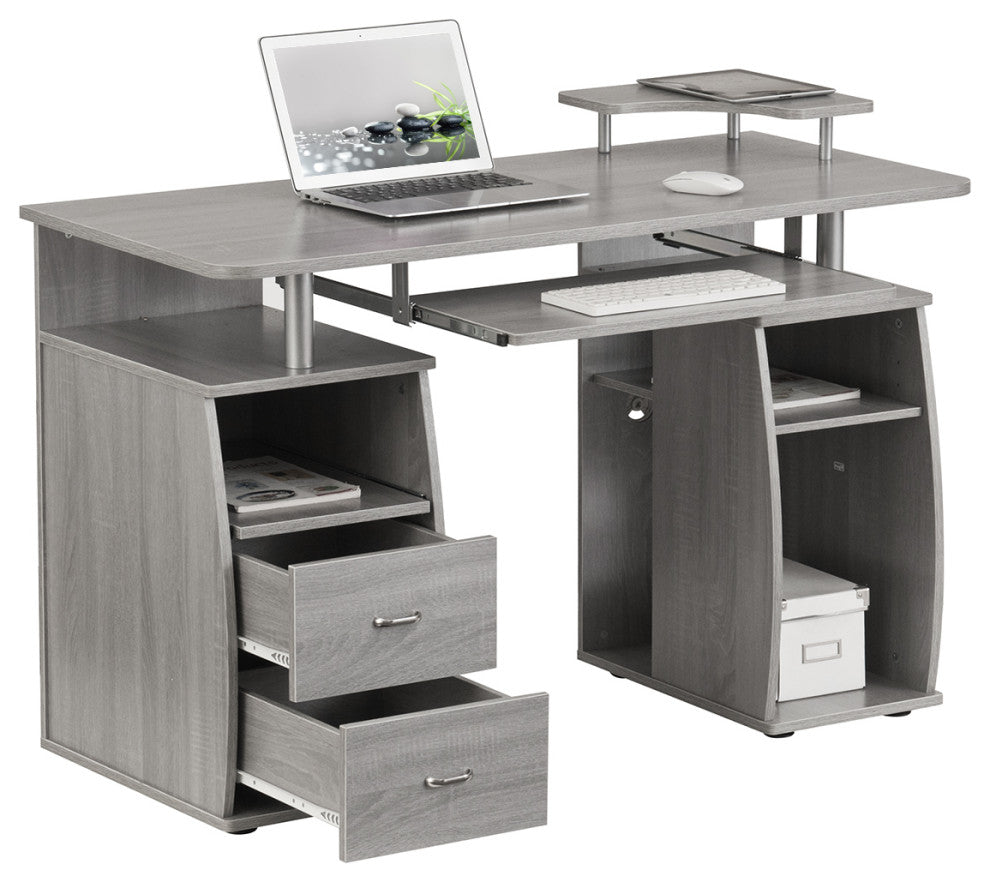 Techni Mobili Complete Computer Workstation Desk With Storage, Grey
