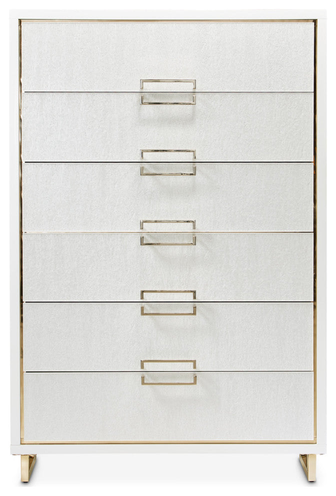 Palm Gate 6-Drawer Chest, Cloud White