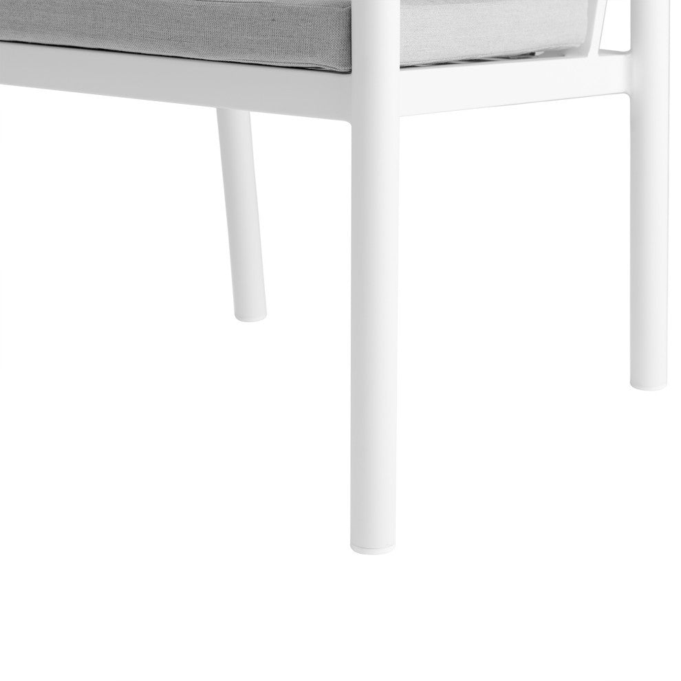 Crown Aluminum and Teak Outdoor Dining Chair Set of 2, White