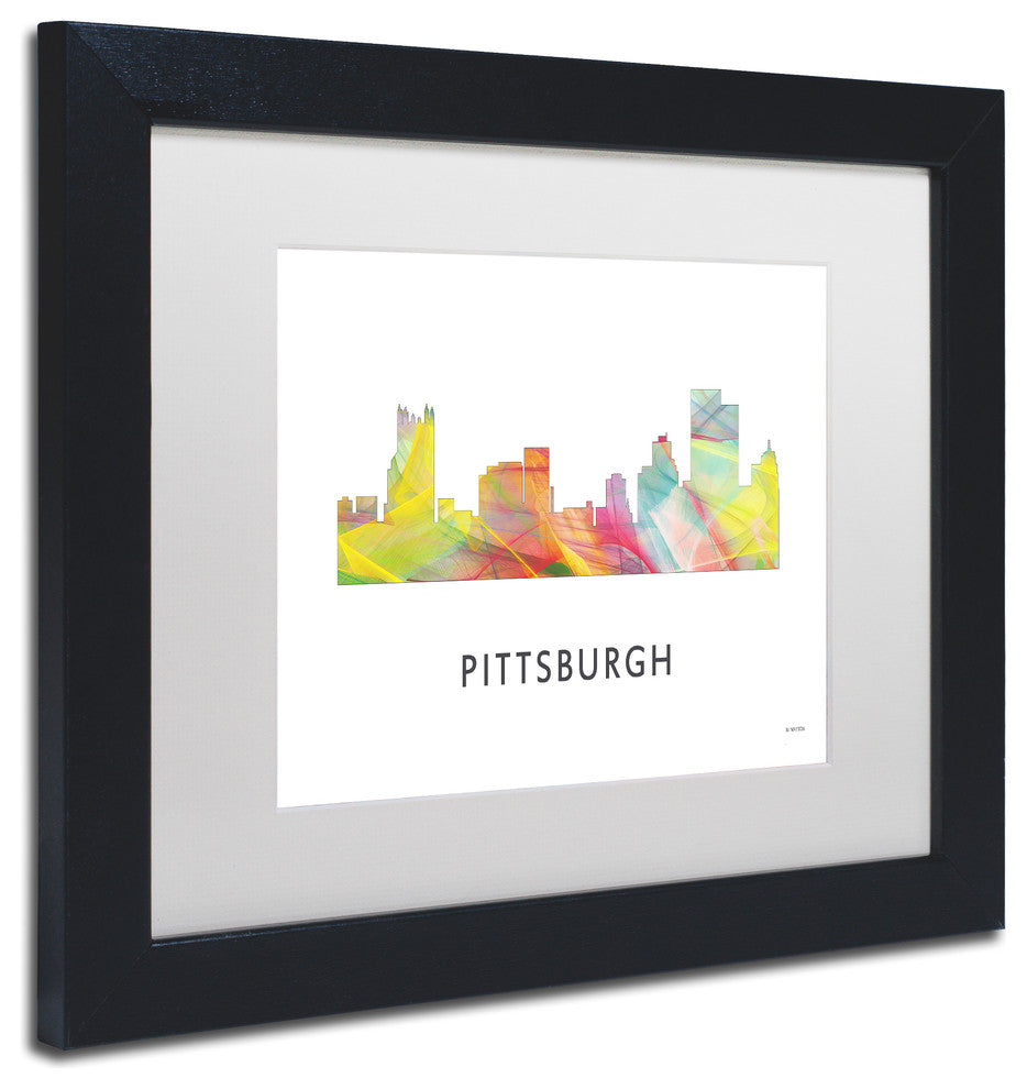 Pittsburgh Pennsylvania Wb-1' Matted Framed Art, Black Frame, White Matte, 14x11