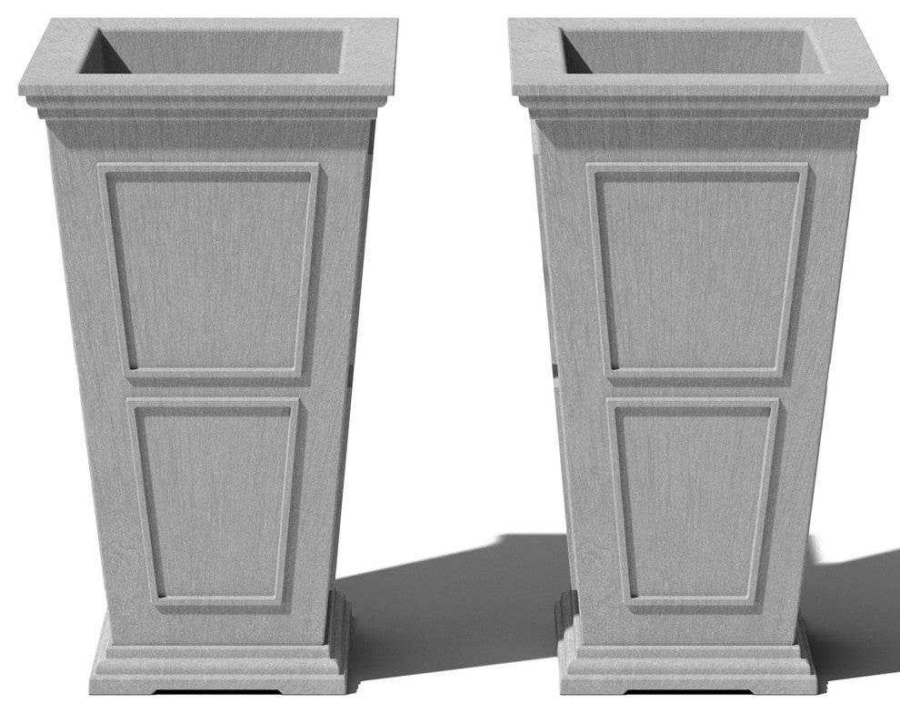 Brixton Tall Planter, 28", Gray, 28 Inch, 2 Pack