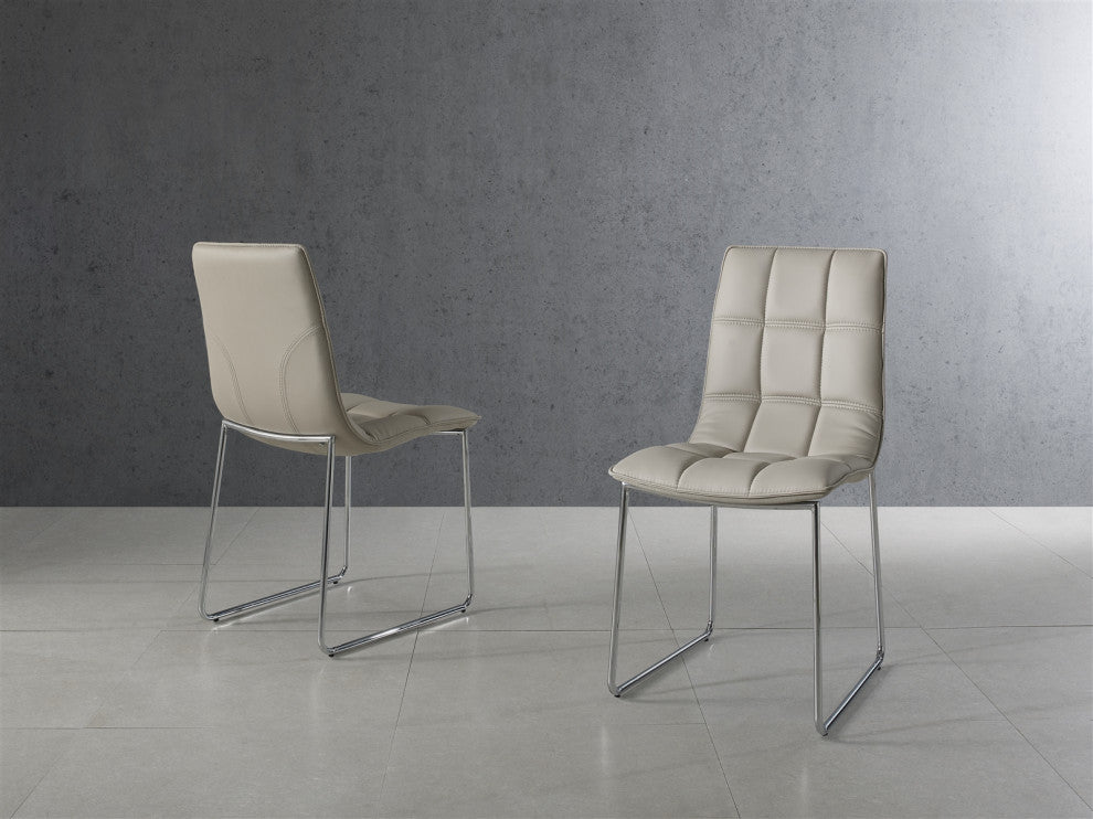 Leandro Set of 2 Dining Chair, Pu Leather, White