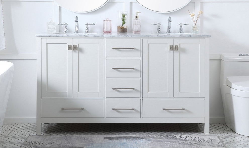 Elegant VF18960DWH 60"Double Bathroom Vanity, White