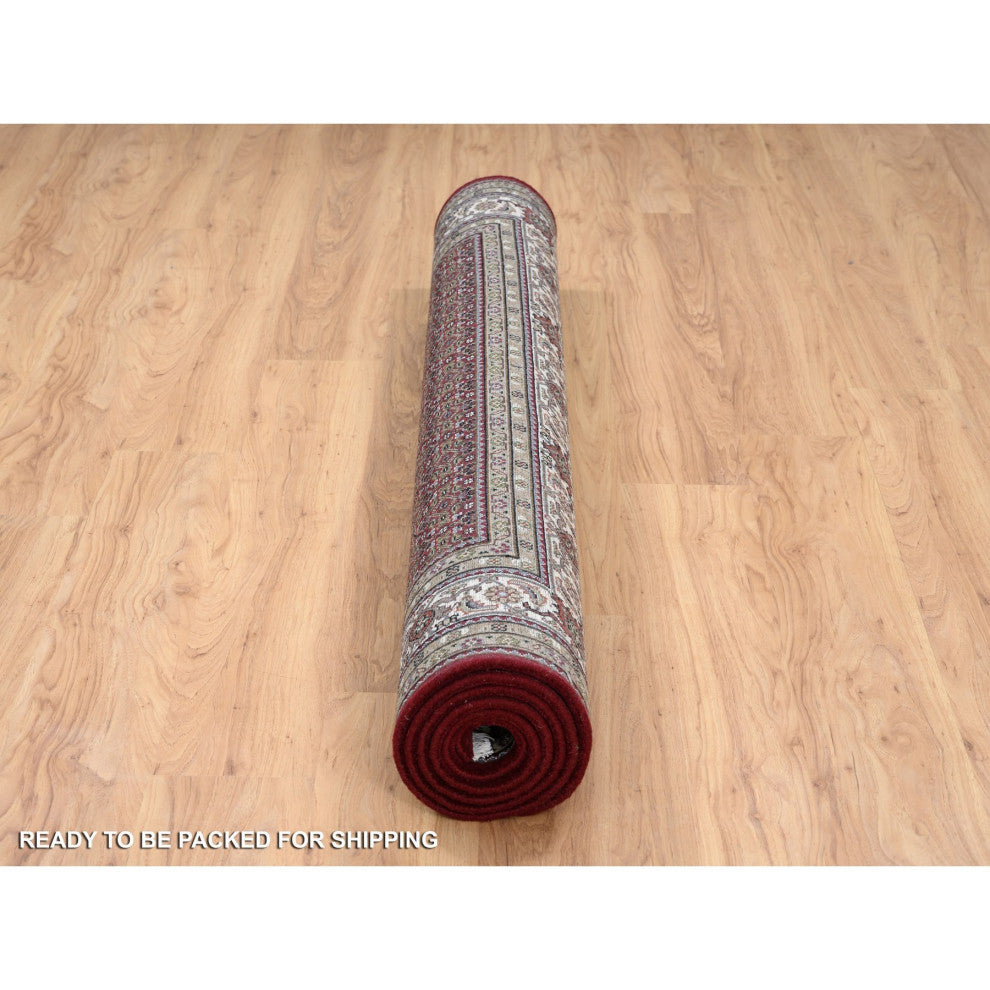 Red Herrita Hand Knotted 175 KPSI Wool and Silk Oriental Rug, 5'9"x8'9"
