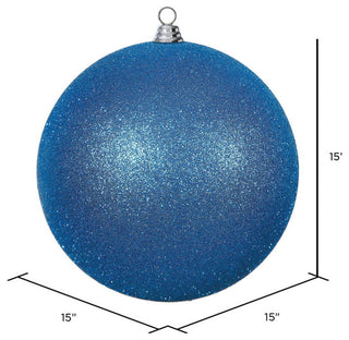 Vickerman 15.75" Blue Glitter Ball Christmas Ornament
