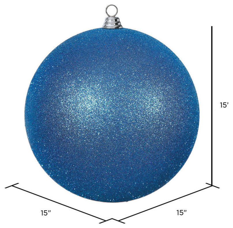 Vickerman 15.75" Blue Glitter Ball Christmas Ornament