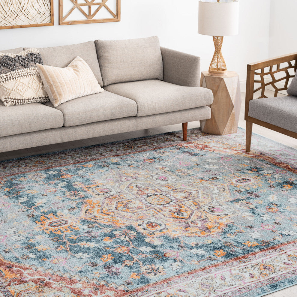 Kinsley Traditional Oriental Denim Rectangle Area Rug, 10'6''x14'6''