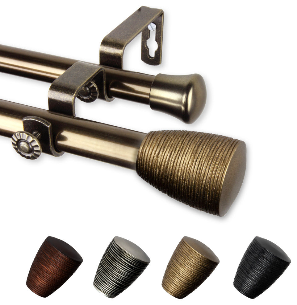 Anya 13/16" Double Curtain Rod Antique Brass