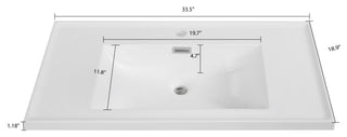 34" Solid Surface Resin Streamline K-1610-34 Vanity Top