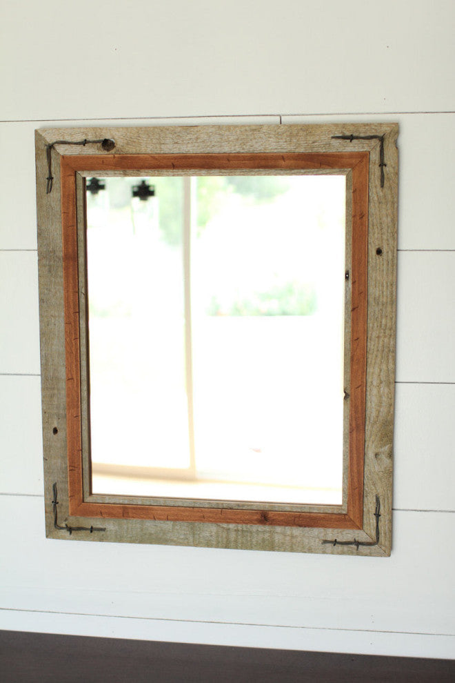Hobble Creek Style Barnwood With Alder Overlay And Barbed Wire, 30"x42"