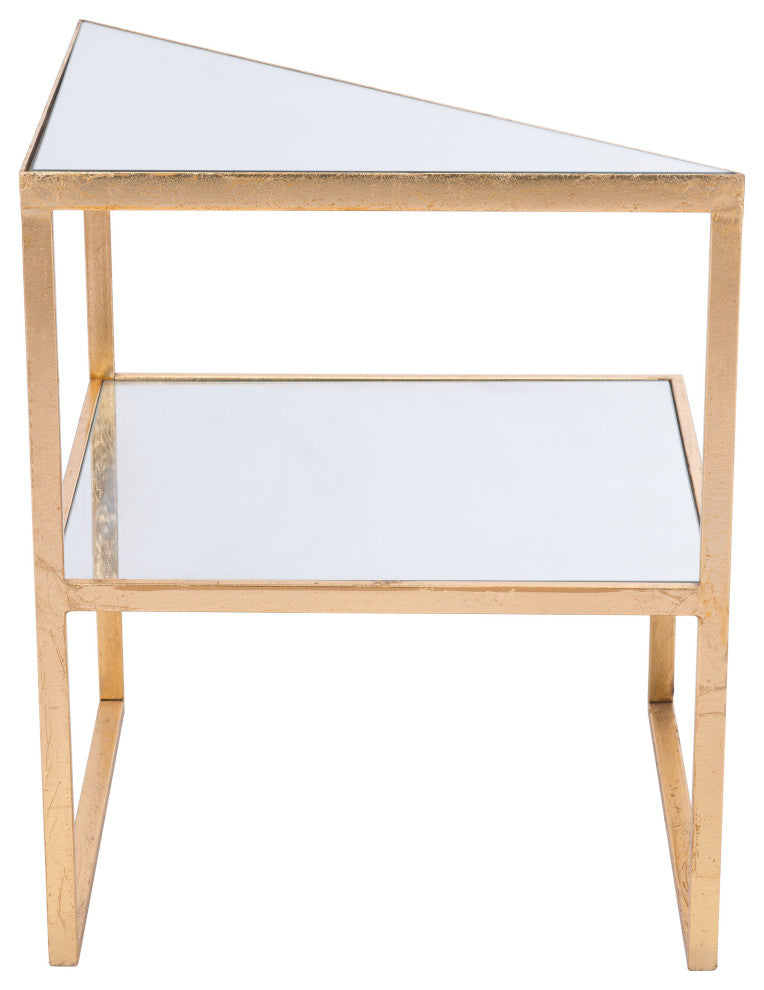 Planes Side Table Gold & Mirror