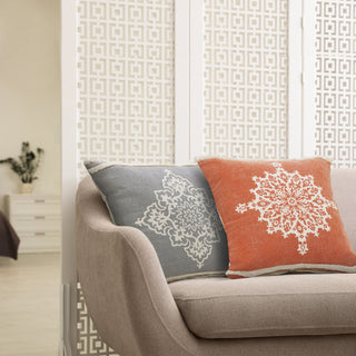 Casual Floral Mandala Medallion Throw Pillow with Tufted Border