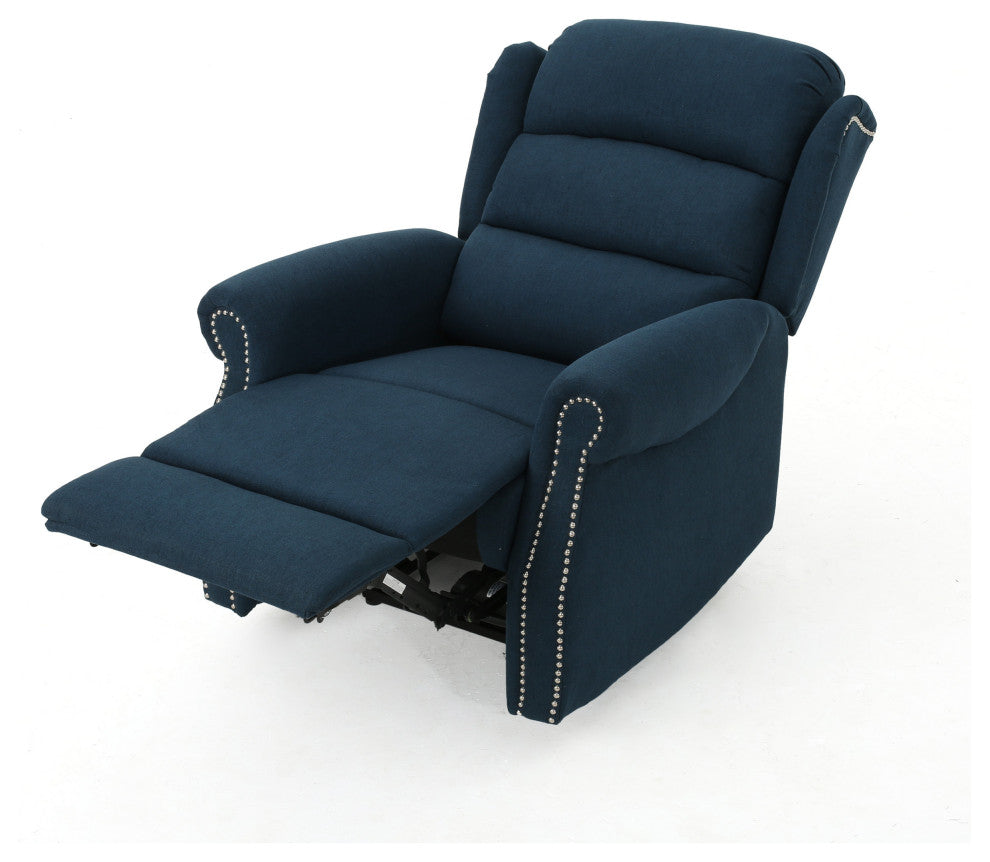 GDF Studio Desiree Tufted Fabric Power Recliner, Navy Blue