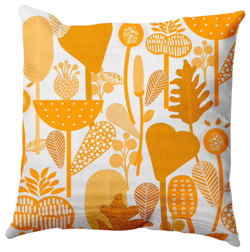 Flower Forest Decorative Throw Pillow, Mango, 16"x16"