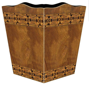 Inlaid Wood Wastepaper Basket