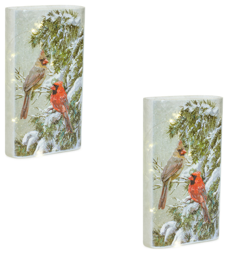 LED Cardinal Pine Luminary, 2-Piece Set