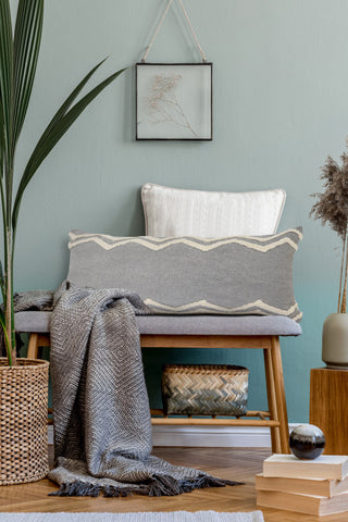 Soft Chevron Bordered Throw Pillow, 14" X 36"