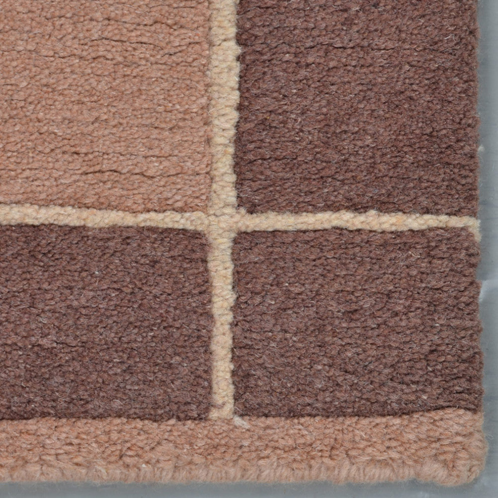 Hand Knotted Tibbati Wool Area Rug Contemporary Choco