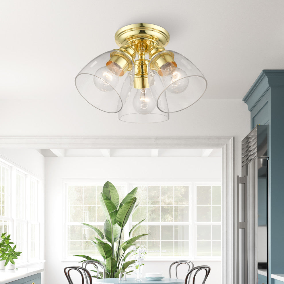 Montgomery 3 Light Polished Brass Semi-Flush