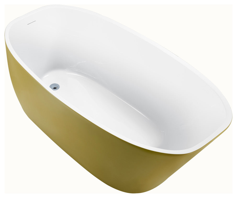 63-in Yellow Freestanding Tub With Drain and Overflow, CUPC Certified